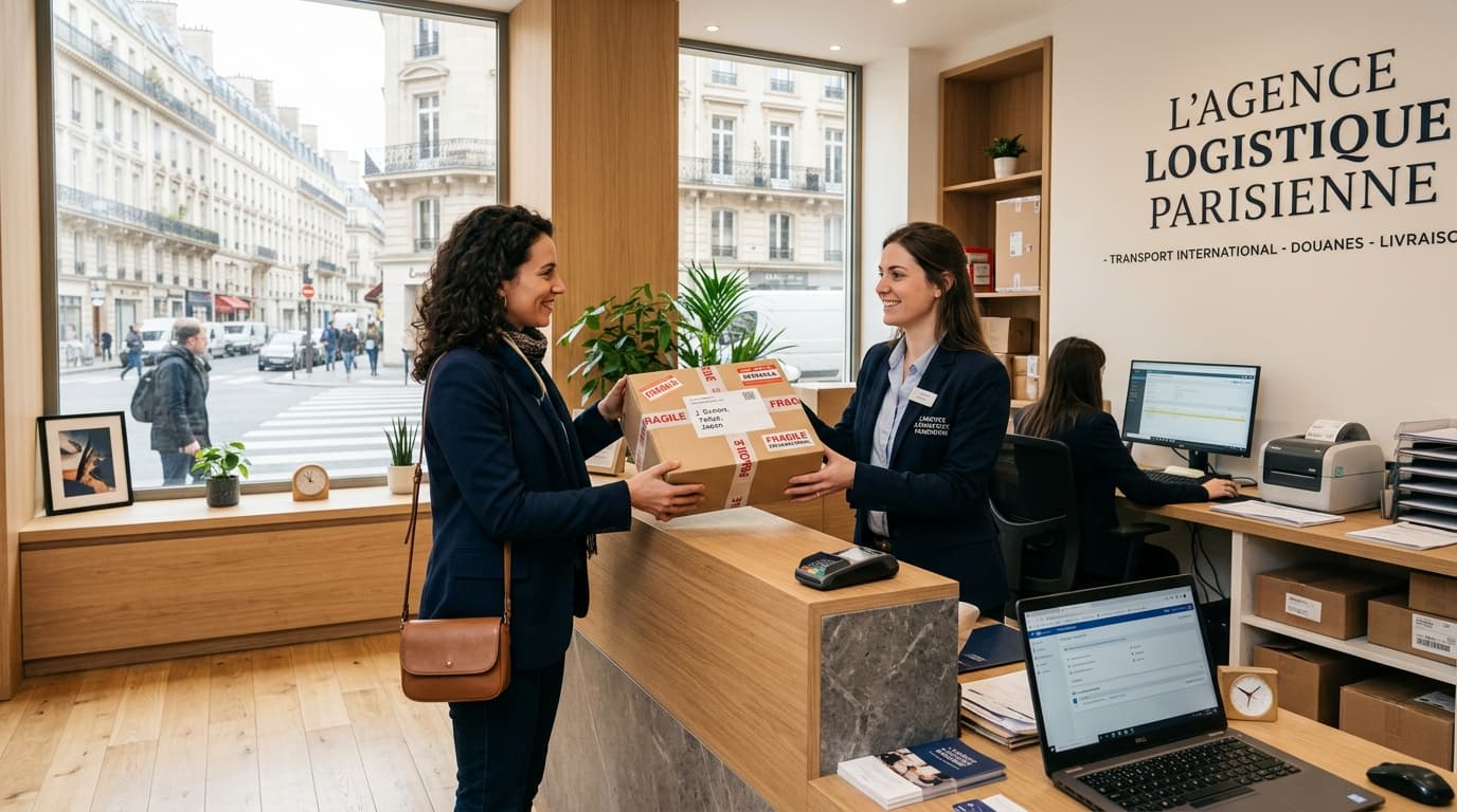 Dépôt de colis au comptoir de Paris